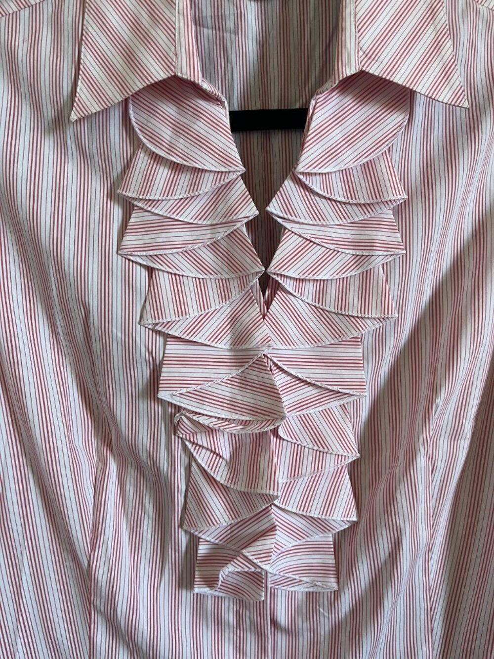 Lafayette 148 New York Striped Pleated Ruffle Blouse - Picture 3 of 5